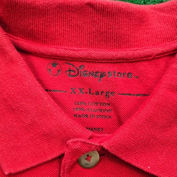 Disney Store Polo Shirt Mens 2XL Red Short Sleeve‎ Embroidered Big Bad Wolf - Picture 6 of 7